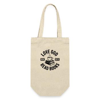 Liebe Gott, Dringe Kaffee, Lese Bücher! Christlich - Geschenkbeutel für Flaschen - Natur - Vorne