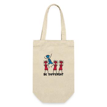 Happy Funny Boy Be Different - Geschenkbeutel für Flaschen - Natur - Vorne