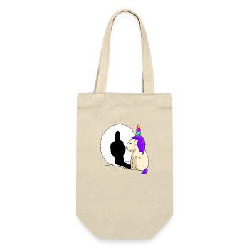 funny naughty unicorn shadow middle finger - Gift Bag for Bottles - nature - Front