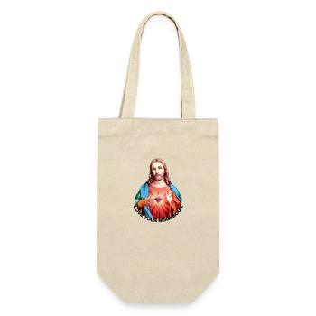 LOVE UR NEIGHBOUR Jesus Christus Handsegen LINKS - Geschenkbeutel für Flaschen - Natur - Vorne