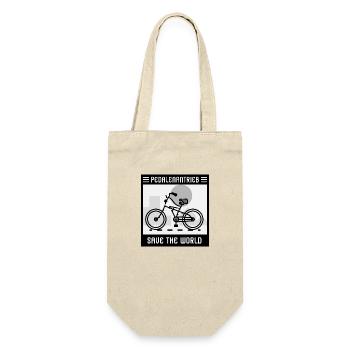 Save the world mit Pedalenantrieb - Geschenkbeutel für Flaschen - Natur - Vorne