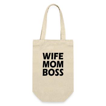 Wife mom boss - Geschenkbeutel für Flaschen - Natur - Vorne