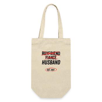 Boyfriend Fiancé Husband Est 2017 - Gift Bag for Bottles - nature - Front