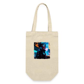 Sci-Fi Neon Artwork mit einem jungen Punk in Neon - Geschenkbeutel für Flaschen - Natur - Vorne