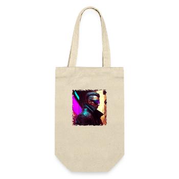 Cyborg soldier in neon high tech cyberspace look - Gift Bag for Bottles - nature - Front