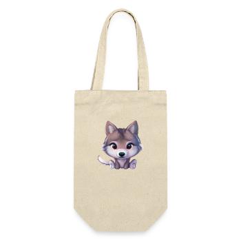 Kleiner wolf - Geschenkbeutel für Flaschen - Natur - Vorne