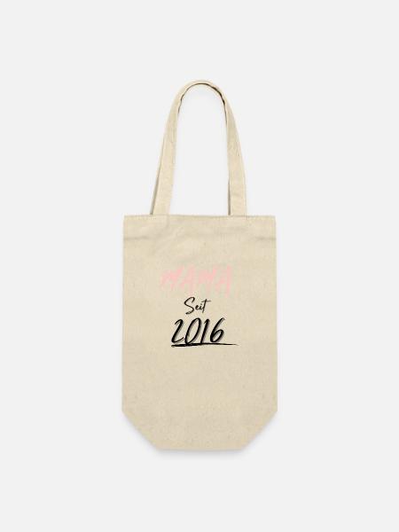 MAMA Seit 2016 - Geschenkbeutel für Flaschen - Natur