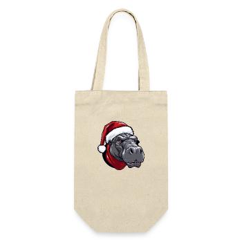 Nilpferd Kopf Weihnachten Portät - Geschenkbeutel für Flaschen - Natur - Vorne