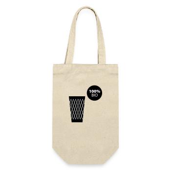 Geripptes 100% BIO #Bembelshop - Geschenkbeutel für Flaschen - Natur - Vorne