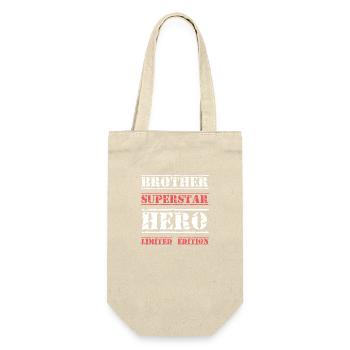 Bester Bruder Star Spruch - Geschenkbeutel für Flaschen - Natur - Vorne