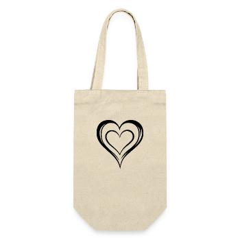 Herz, Liebe, Valentinstag, Symbol - Geschenkbeutel für Flaschen - Natur - Vorne