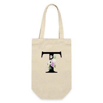Purple Floral Letter T - Gift Bag for Bottles - nature - Front