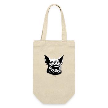 Lachendes Schwein - Geschenkbeutel für Flaschen - Natur - Vorne
