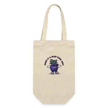 Freche Blaubeere - Make it a Blue-tiful Day - Geschenkbeutel für Flaschen - Natur - Vorne
