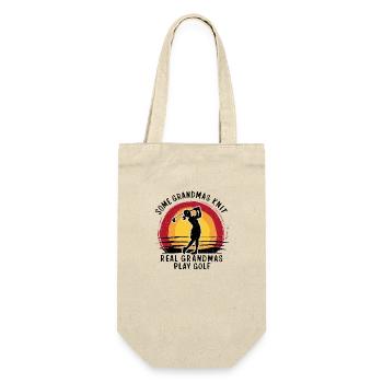 Golfende Großmutter – echte Power! - Geschenkbeutel für Flaschen - Natur - Vorne