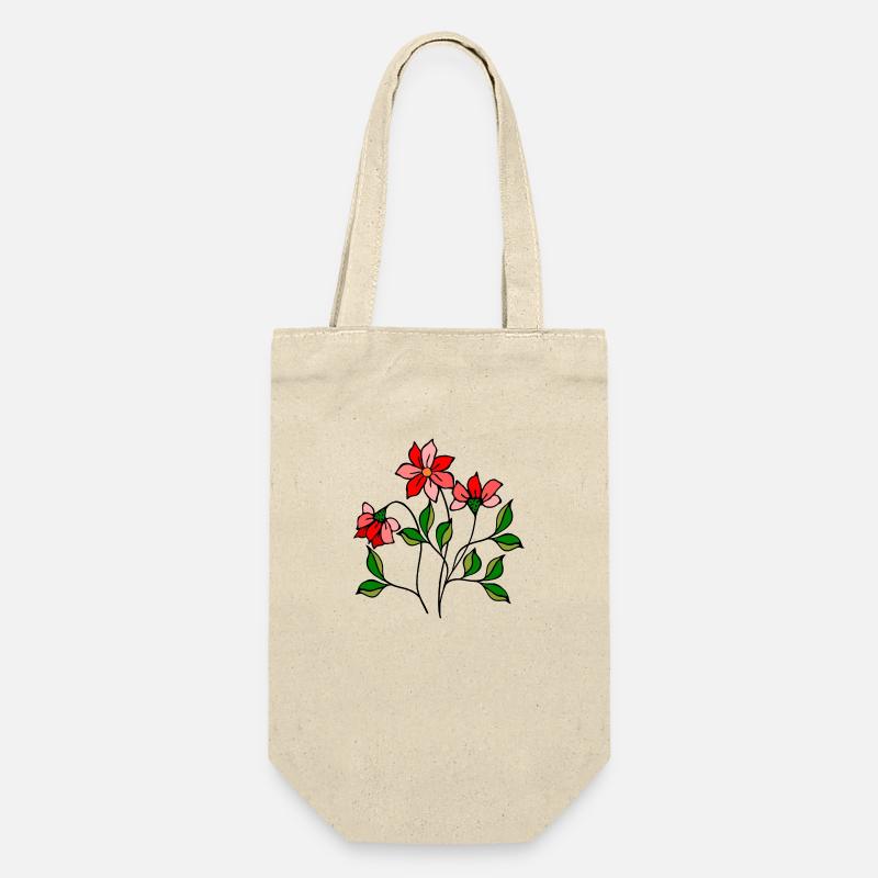 Blumen - Geschenkbeutel für Flaschen - Natur