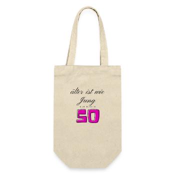 50.Geburtstag - Geschenkbeutel für Flaschen - Natur - Vorne