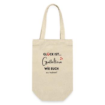 Glück ist, Großeltern wie Euch zu haben! Oma & Opa - Geschenkbeutel für Flaschen - Natur - Vorne