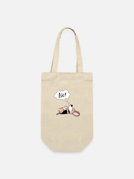 Lustiger Spruch Nö mit Comic Hund und Denkblase - Geschenkbeutel für Flaschen - Natur