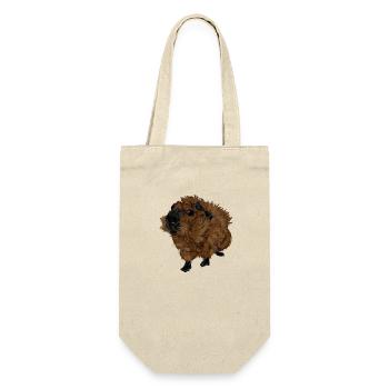Design mit einem Rosetten-Meerschweinchen 2 - Geschenkbeutel für Flaschen - Natur - Vorne