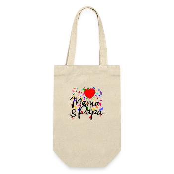 Mama und Papa Konfetti - Geschenkbeutel für Flaschen - Natur - Vorne