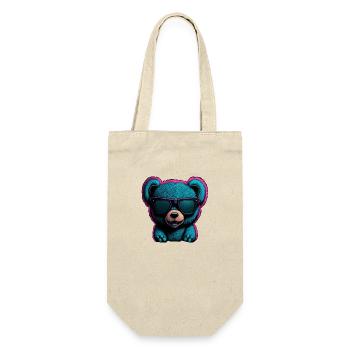 COOLER TEDDYBÄR MIT SONNENBRILLE - Geschenkbeutel für Flaschen - Natur - Vorne