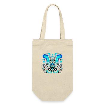 Blaue Vintage-Vögel - Geschenkbeutel für Flaschen - Natur - Vorne