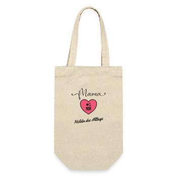Mama-Heldin des Alltags Muttertag - Geschenkbeutel für Flaschen - Natur - Vorne