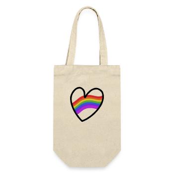 LGBTQ+ Heart Regenbogenfahne - Geschenkbeutel für Flaschen - Natur - Vorne