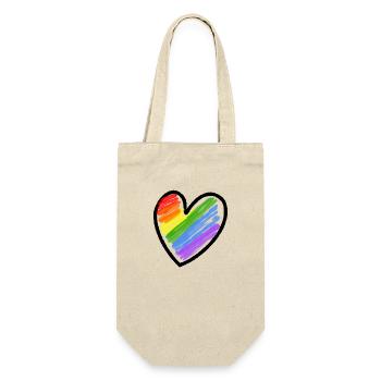 Regenbogenfahne LGBTQ Herz - Geschenkbeutel für Flaschen - Natur - Vorne