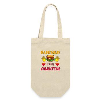 Burger is my Valentine - Geschenkbeutel für Flaschen - Natur - Vorne