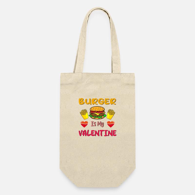 Burger is my Valentine - Geschenkbeutel für Flaschen - Natur