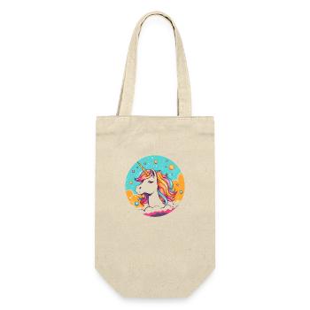 Regenbogen-Einhorn - Geschenkbeutel für Flaschen - Natur - Vorne