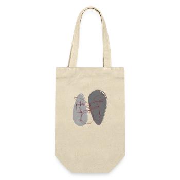 "Drums", Boho Line Art Design, Series "Music" - Gift Bag for Bottles - nature - Front