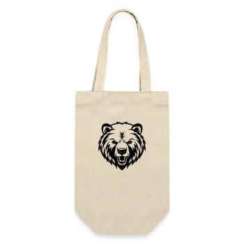 Bär Grizzly Silhouette Kopf - Geschenkbeutel für Flaschen - Natur - Vorne