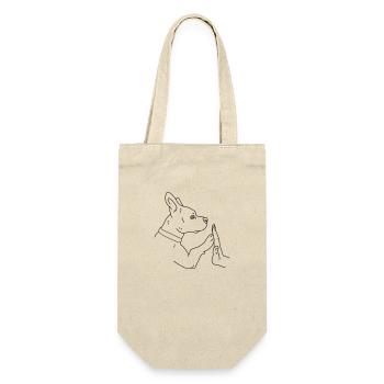 Hund gibt Pfote - Geschenkbeutel für Flaschen - Natur - Vorne