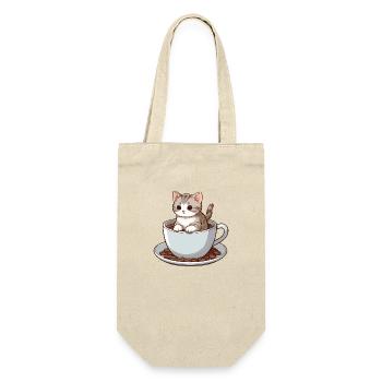 Cat Sitting in Coffee Cup Coffee Drinker - Gift Bag for Bottles - nature - Front