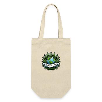 "Umweltfreundliches High": Earth & Cannabis Unity T-Shirt - Geschenkbeutel für Flaschen - Natur - Vorne