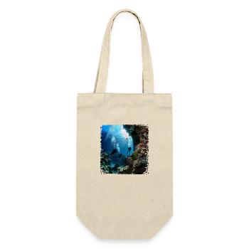 Mit Tauchen die Unterwasserwelt erkunden - Geschenkbeutel für Flaschen - Natur - Vorne