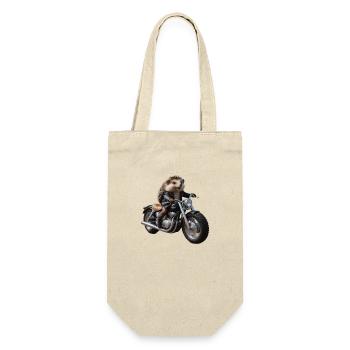 Biker hedgehog - Gift Bag for Bottles - nature - Front
