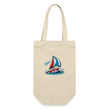 segelboot - Geschenkbeutel für Flaschen - Natur - Vorne