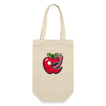 Apfel frisst Wurm - Geschenkbeutel für Flaschen - Natur - Vorne