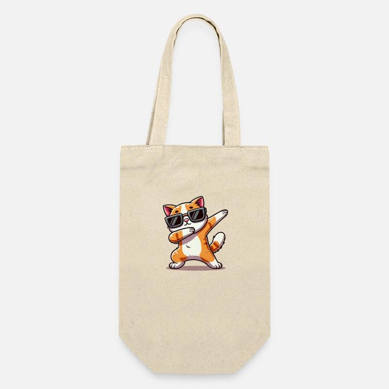 katze comic dabbing - Geschenkbeutel für Flaschen - Natur