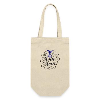 Moin Moin Spruch - Geschenkbeutel für Flaschen - Natur - Vorne
