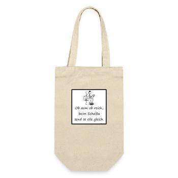 Ob arm ob reich beim Scheißa send se elle gleich - Geschenkbeutel für Flaschen - Natur - Vorne