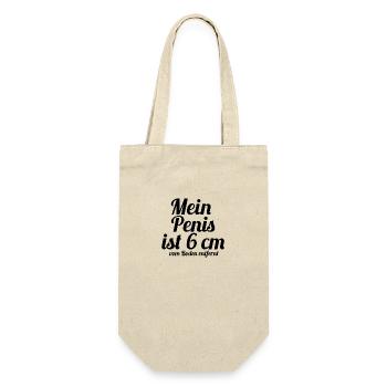 Mein Penis ist 6 cm vom Boden entfernt - Geschenkbeutel für Flaschen - Natur - Vorne