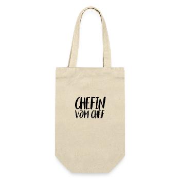 Chefin | Witziger Spruch Lustig Witz Frau Geschenk - Geschenkbeutel für Flaschen - Natur - Vorne