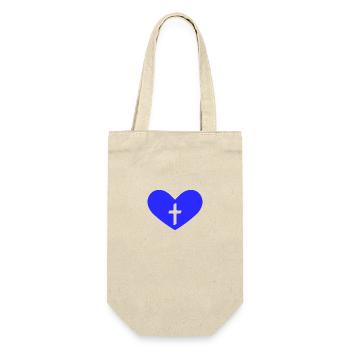 Cross heart symbol sign religion blue - Gift Bag for Bottles - nature - Front