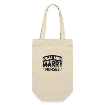 Real Men Marry Nurses - Geschenkbeutel für Flaschen - Natur - Vorne