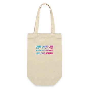 Liebe Lache Lebe lustiger Spruch - Geschenkbeutel für Flaschen - Natur - Vorne